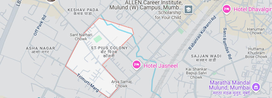 Mahindra St. Pius Ten CHS Redevelopment Mulund West Location Map